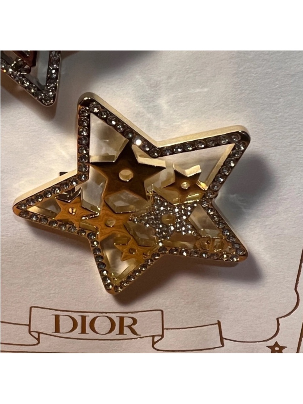 Dior Star Motif hair barrettes set - gwp Gold & Silver Crystal Stars new - Picture 9 of 10